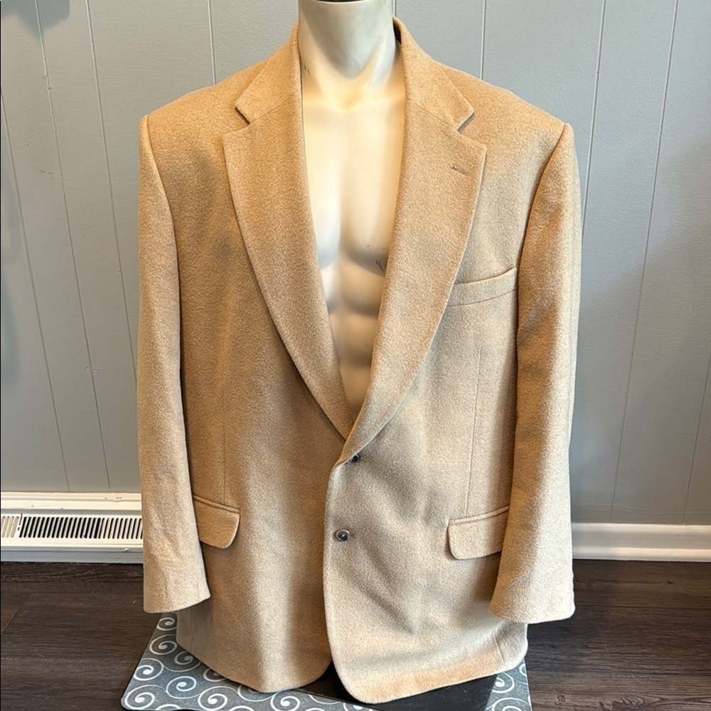 Macy's Men Store 48L Tan Sport Coat Tailored Fit Textured Camel Hair